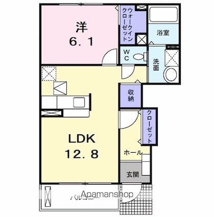 ビエント[1LDK/46.22m2]の間取図