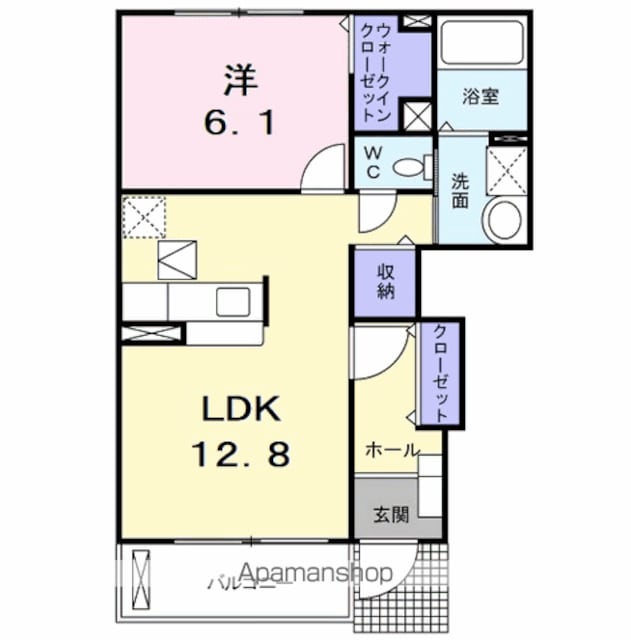 ビエント[1LDK/46.22m2]の間取図