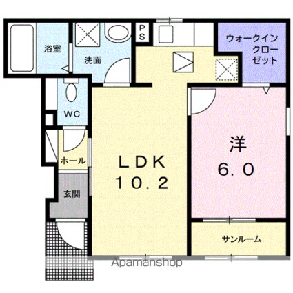 エメラルド[1LDK/42.73m2]の間取図