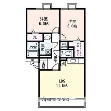 デルタオッツ[2LDK/58.18m2]の間取図