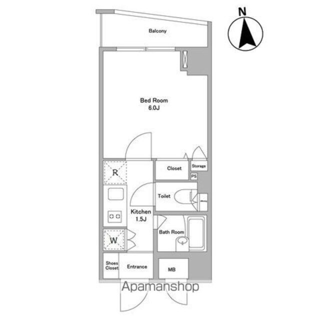 ＫＤＸレジデンス早稲田鶴巻[1K/19.45m2]の間取図