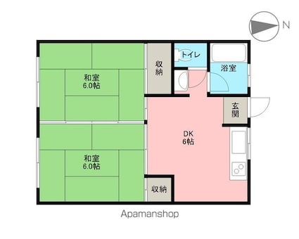 マンション東[2DK/40m2]の間取図