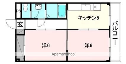 愛媛県松山市南久米町[2DK/38.71m2]の間取図