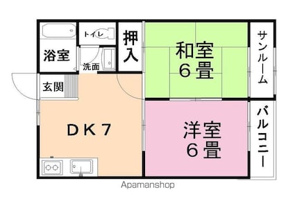 サウスポイント[2DK/42.23m2]の間取図