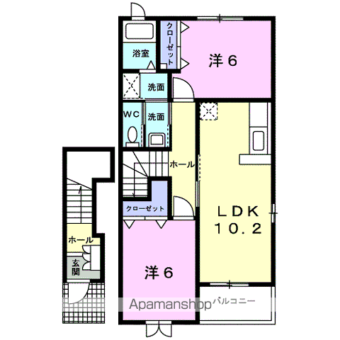 シャン・ド・フルール　Ｂの間取り