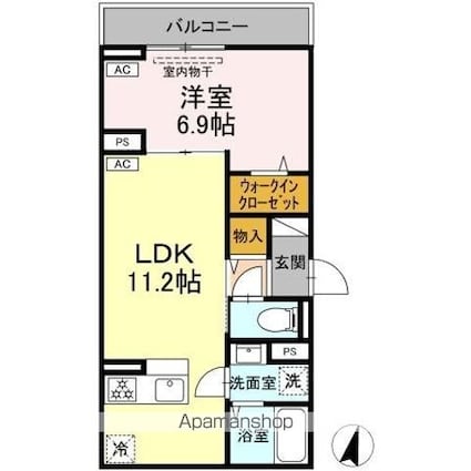 セレスティア小豆沢[1LDK/41.77m2]の間取図