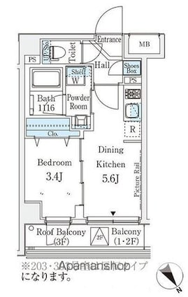 アヴニール三軒茶屋[1DK/25.03m2]の間取図