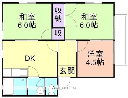 楠見中ディアス[3DK/46.87m2]の間取図