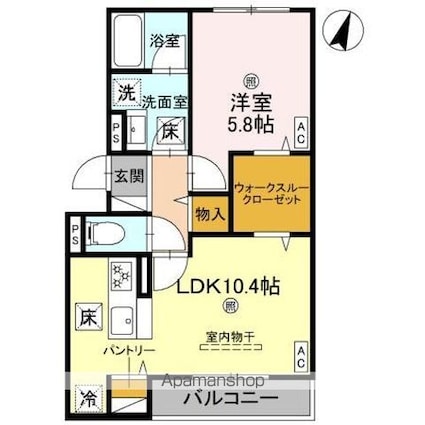 ピオーネ荘[1LDK/42.97m2]の間取図