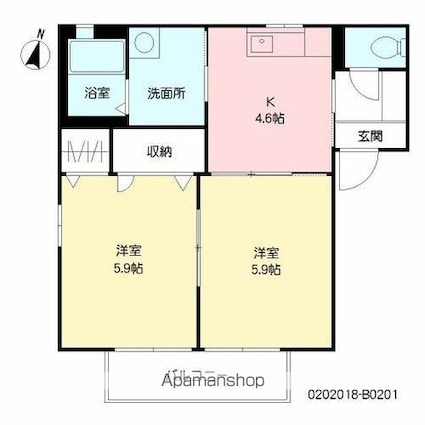 ディアスＹＫ　Ｂ棟[2K/40.11m2]の間取図
