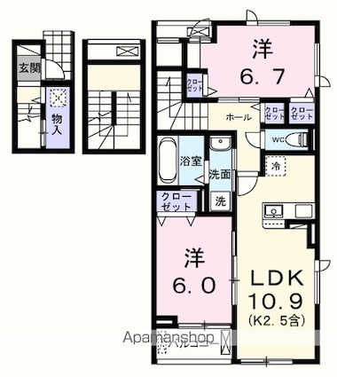 エール　アン[2LDK/66.02m2]の間取図