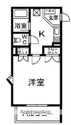 シャルマンフジ中之島壱番館[1K/25.2m2]の間取図