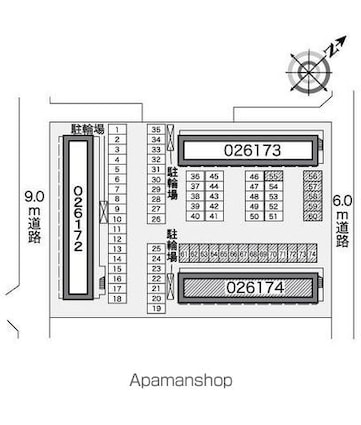 レオパレスティエラⅢ[1K/21.81m2]の配置図
