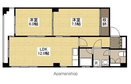 広島県広島市中区上幟町[2LDK/57m2]の間取図