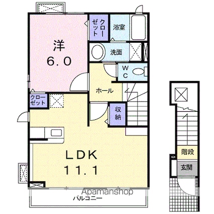 フォレスタ[1LDK/46.09m2]の間取図
