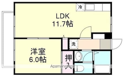 パレロッサ陣之内Ａ棟[1LDK/40.92m2]の間取図