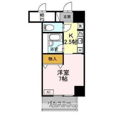 サンタウン竹鼻　Ａ[1K/25.2m2]の間取図