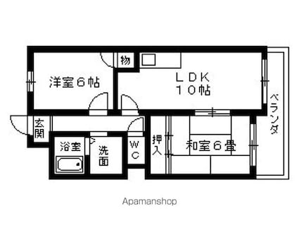 南笠ハイツ[2LDK/53.9m2]の間取図