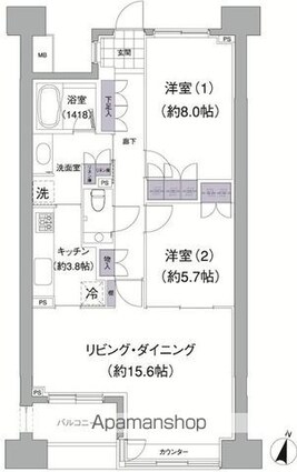 アビティ目黒[2LDK/76.86m2]の間取図