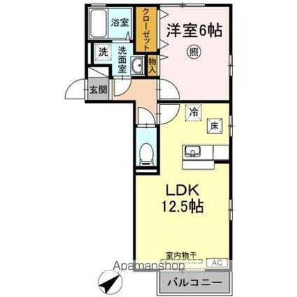 ウィルモア[1LDK/40m2]の間取図