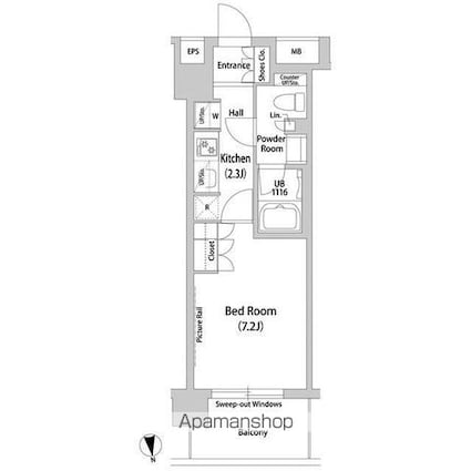 東京都千代田区神田錦町２丁目[1K/25.84m2]の間取図