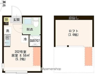 東京都練馬区上石神井２丁目[1R/12.18m2]の間取図