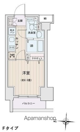 エスティメゾン錦糸町Ⅱ[1K/21.31m2]の間取図