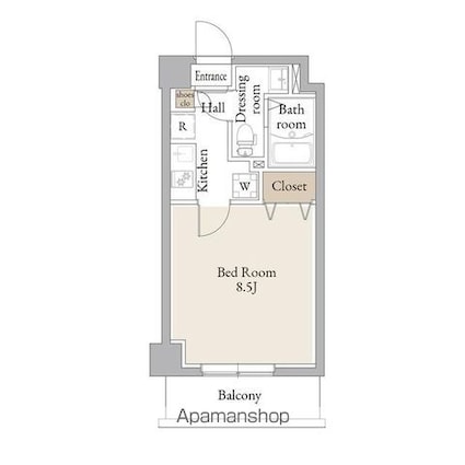 アルファコートお花茶屋Ⅱ[1K/25.4m2]の間取図