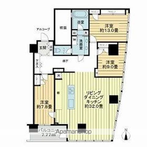 【川崎市幸区中幸町のマンションの間取り】