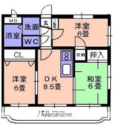 ユーミーＦⅡ[3DK/60.48m2]の間取図