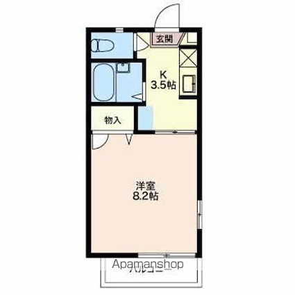 富竹アパートメント[1K/24.92m2]の間取図
