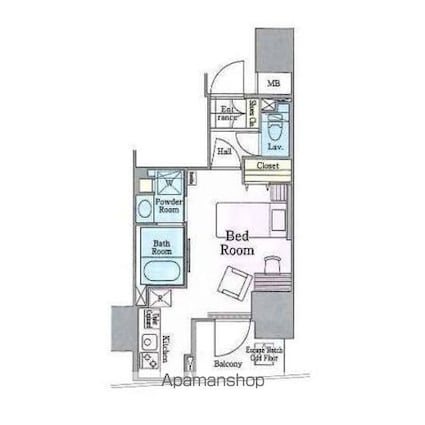 ロイジェントパークス四ツ谷[1R/28.2m2]の間取図