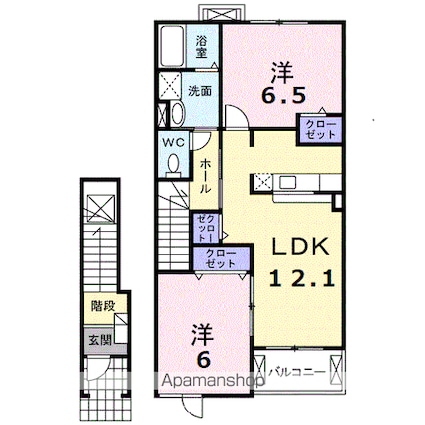 プラシード・ユダⅡ[2LDK/58.86m2]の間取図