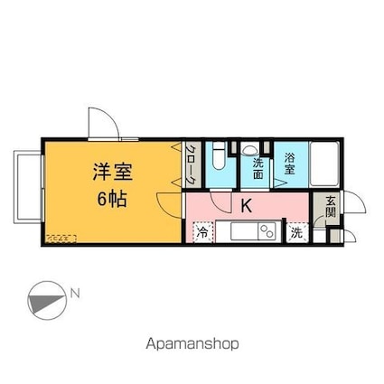 ウィルコート[1K/22.7m2]の間取図