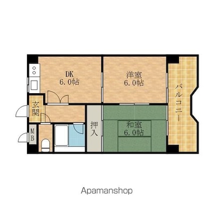 マンションセントヒル[2DK/41m2]の間取図