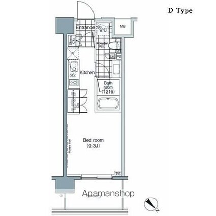 パークハビオ赤坂[1R/25.04m2]の間取図