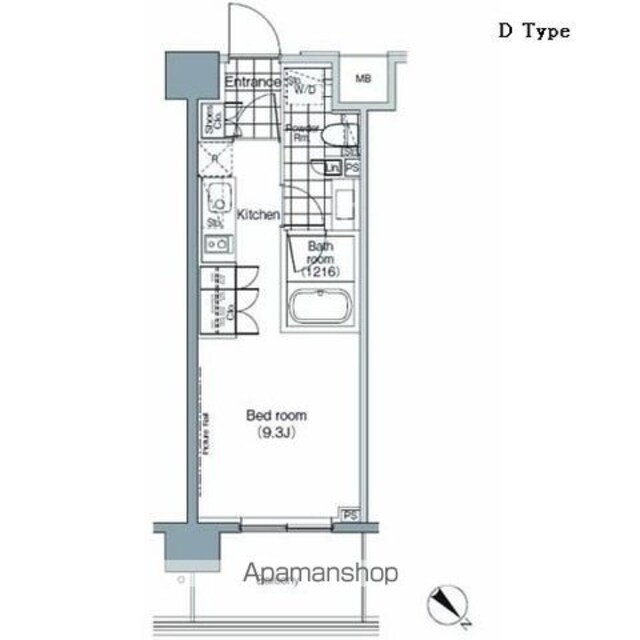 パークハビオ赤坂[1R/25.04m2]の間取図