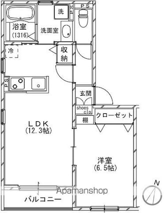 パークヴィレッジ阿佐ヶ谷[1LDK/43.02m2]の間取図