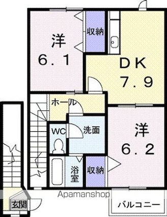 エスニックハウスＡ棟[2DK/51.76m2]の間取図