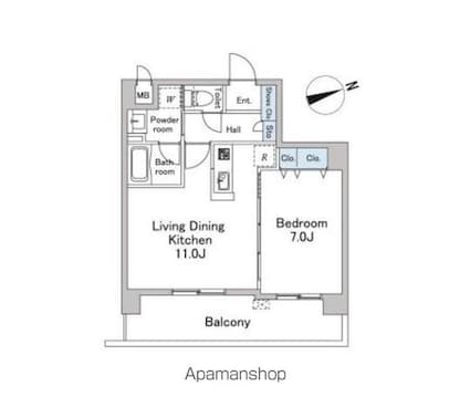 東京都杉並区下高井戸１丁目[1LDK/42.74m2]の間取図