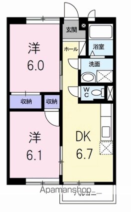メゾンコンフォート[2DK/46.13m2]の間取図