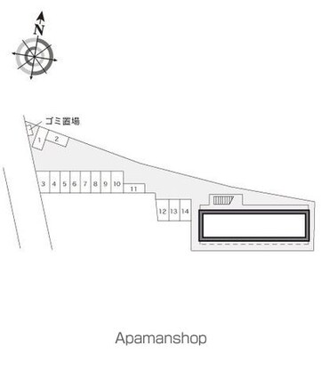 レオパレスガルデニア若葉[1K/23.18m2]の配置図