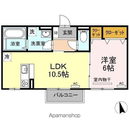 サンハイム青江[1LDK/41.75m2]の間取図