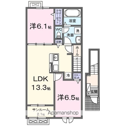 エムズ　グリューエン[2LDK/63.03m2]の間取図