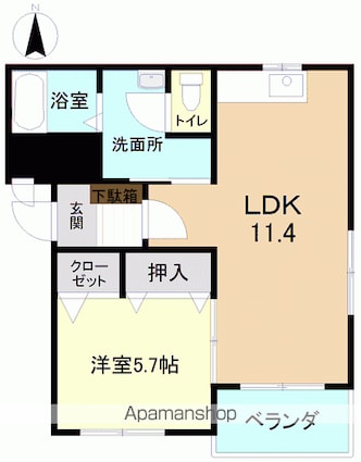 ヒーローマンションアイリス[1LDK/42.46m2]の間取図