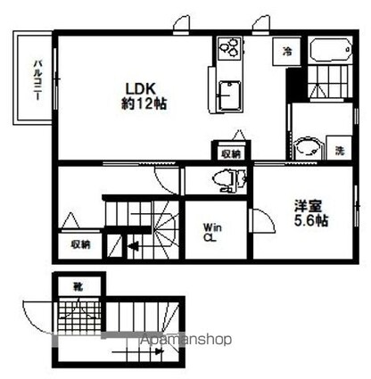 サングラシアス[1LDK/55.94m2]の間取図