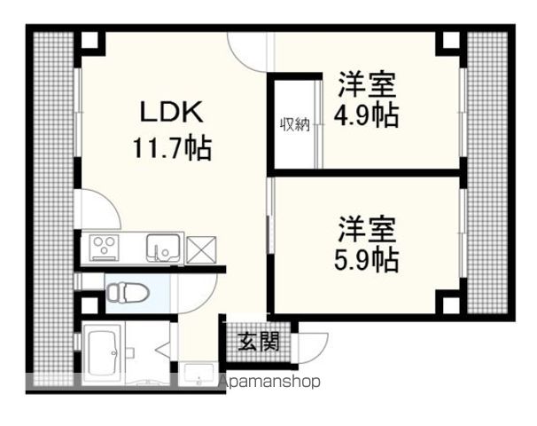 和歌山市和歌浦東のマンションの間取り