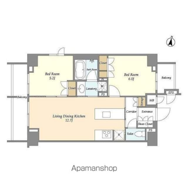 ＬａＳａｎｔｅ桜新町[2LDK/52.57m2]の間取図