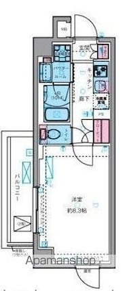 ジェノヴィア四谷三丁目グリーンヴェール[1K/25.77m2]の間取図