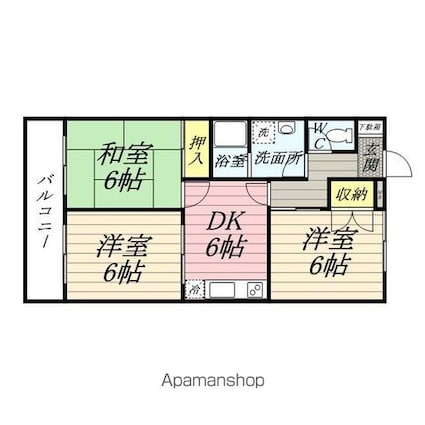アクシス緑ヶ丘　[3DK/57.2m2]の間取図
